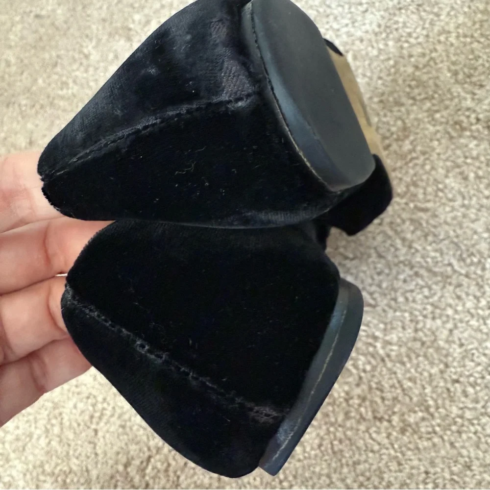 Tory Burch Black Velvet Patent Leather Ballet Flats